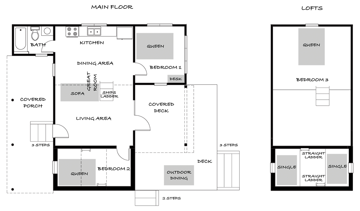 Floorplan for a Yadkin County cabin rental in North Carolina